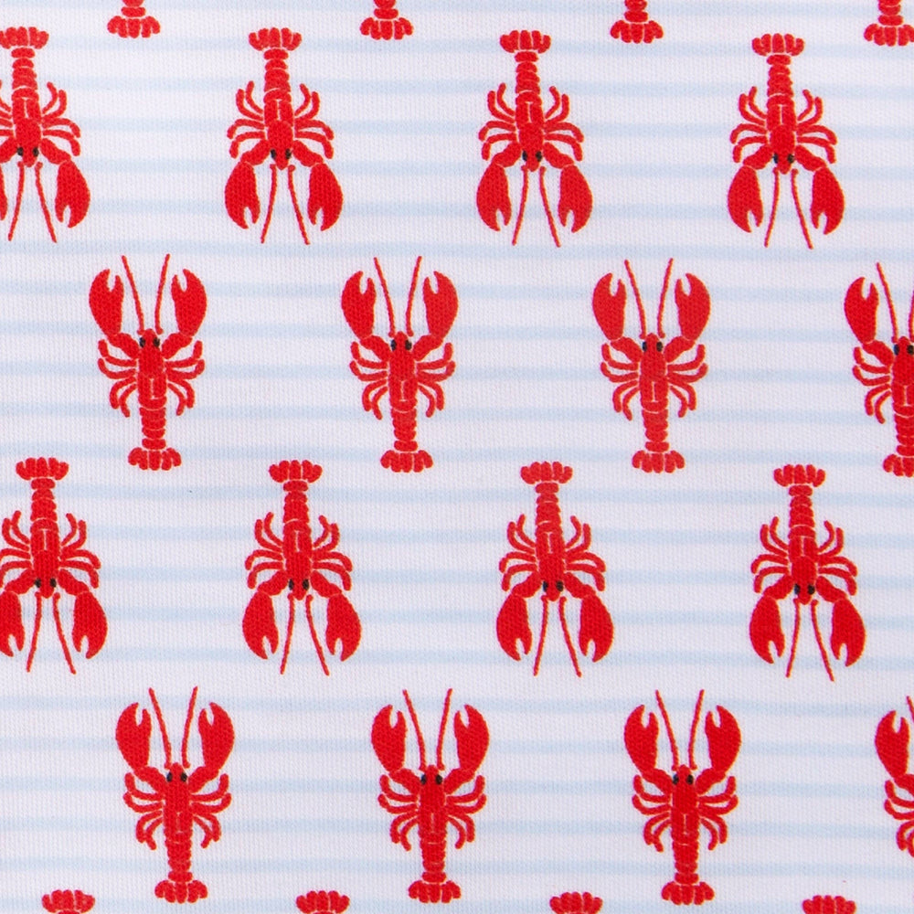 Zoomed in photo of pattern on the Magnolia Baby lobster print bubble