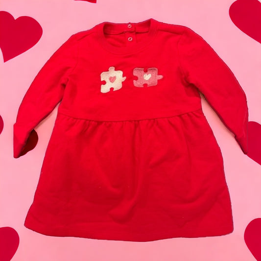 Heart Puzzle Piece Embroidered Toddler Dress
